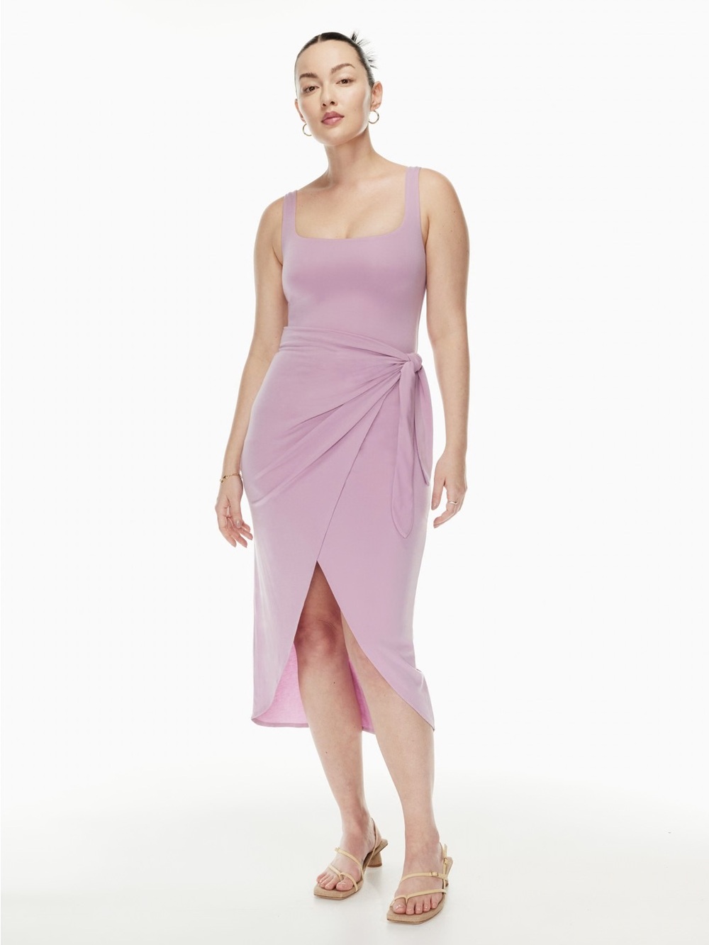 Aritzia Saturn Midi Dress Size Large in coral/peach